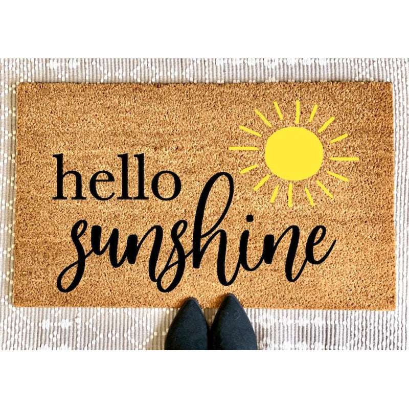 Outdoor Rug: Sunshine Summer Doormat - Non-Slip Sun Pattern Welcome Mat