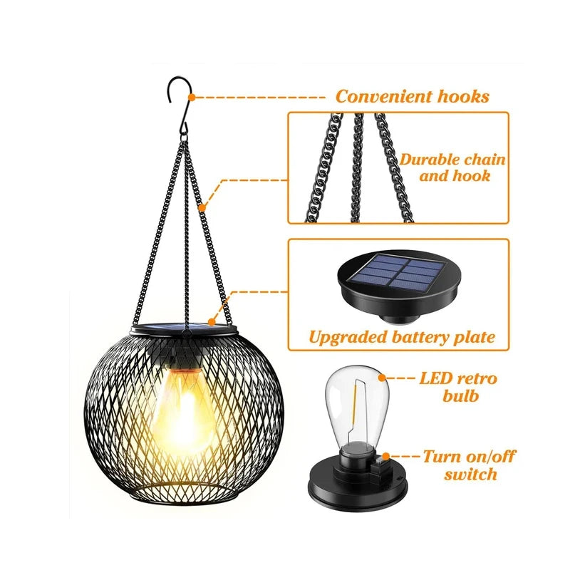 Outdoor Solar Lights Lantern: Decorative Waterproof Hanging
