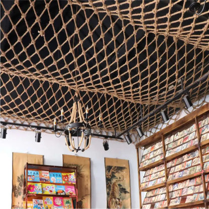 Heavy Jute Hemp Rope Net Garden Protective Fencing Stair Balcony Railing Children Safety Net Decorative Net Hammock Climbing Net