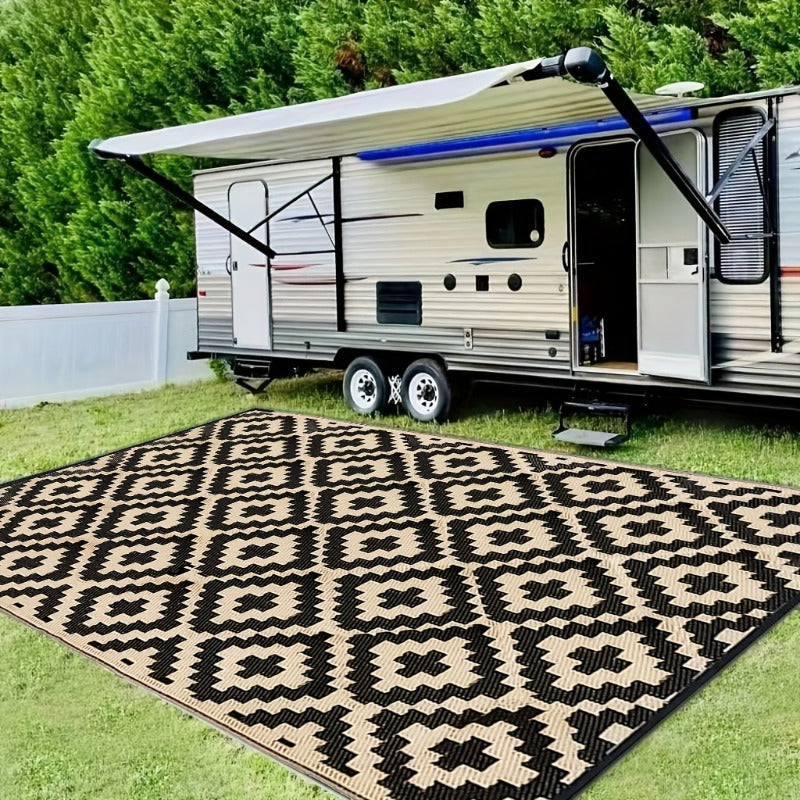 Bohemian Beach Mat: Waterproof Reversible Outdoor Carpet