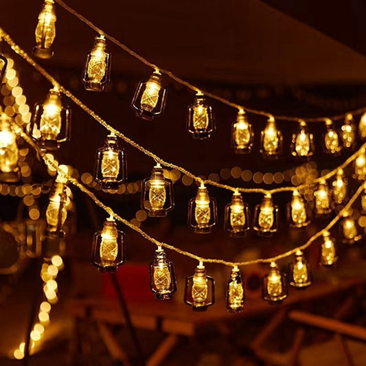 String Lights: LED Lantern String Lights - Mini Kerosene Lamp for Patio