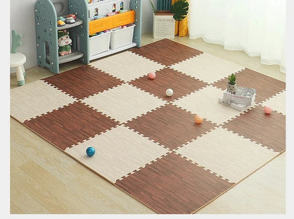 4Pcs Wood Grain Puzzle Mat 30x30x1CM Foam Play Mat Rug Floor Mat Carpet Play Mat Bedroom Decorative Interlocking Pad Mat
