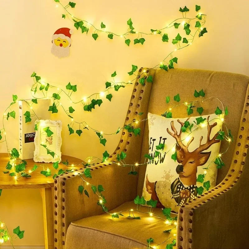 Solar Powered LED Ivy Leaf Fake Plants String Lights 8 Modes Green Vine Fairy Lamp for Outdoor Balcony Garden Courtyard Decor