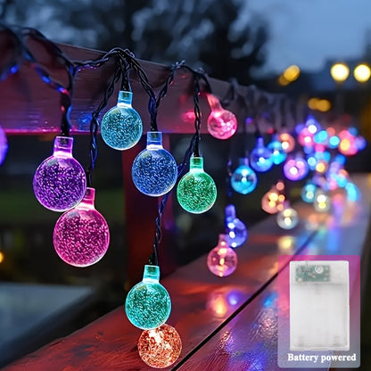 String Lights: LED Crystal Ball String Lights - 8 Modes, Waterproof, Battery