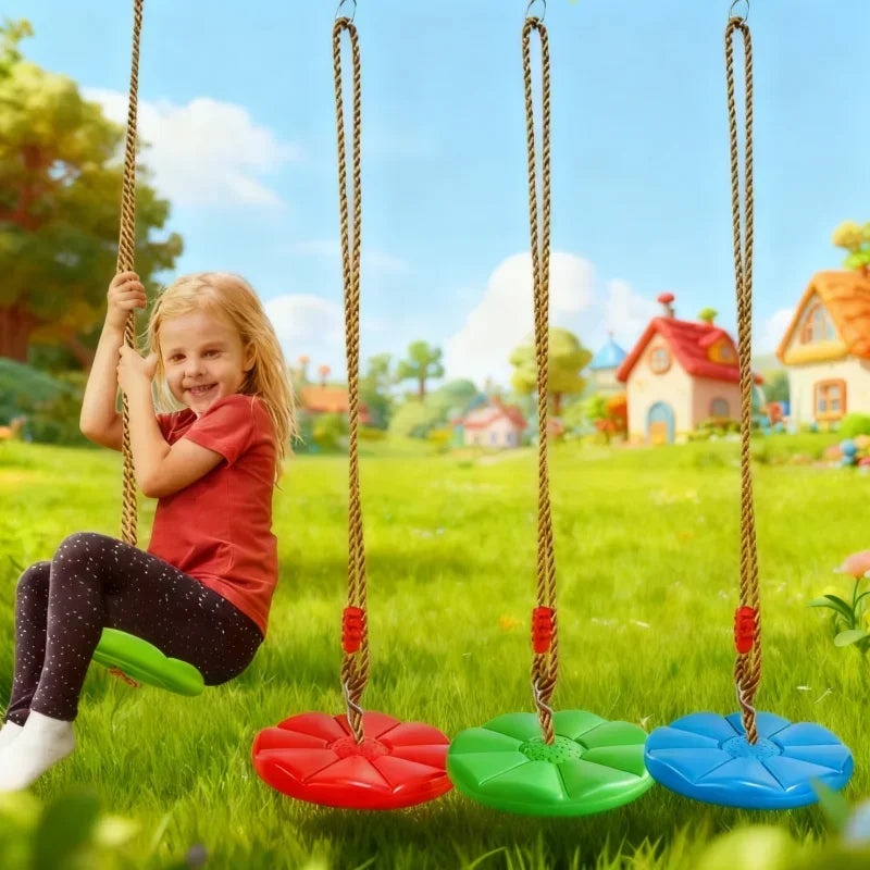 Safe Children's Disc Swing Outdoor Tree Hanging Disc Rope Swing Set Backyard Garden Swing Kid's Sensory Integration Training