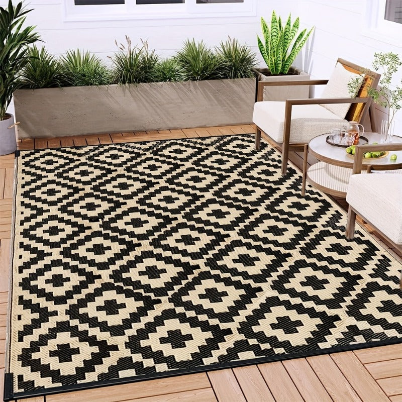 Bohemian Beach Mat: Waterproof Reversible Outdoor Carpet