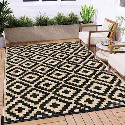 Bohemian Beach Mat: Waterproof Reversible Outdoor Carpet