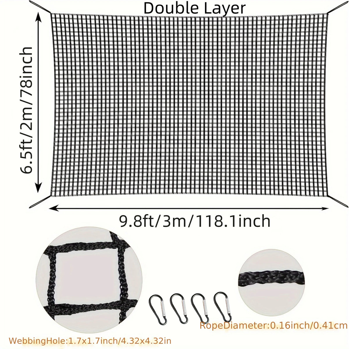 Safety Net, Climbing Cargo Net, Playground Safety Net, Back Yard Net, Treehouse Accessories Outdoor Equipment Set Double Layers