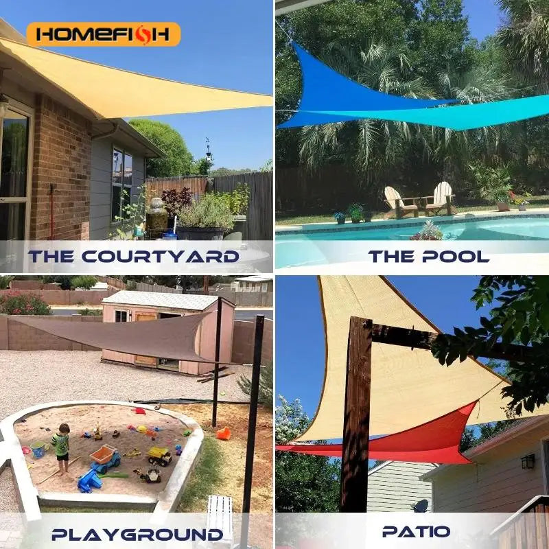 3x3x3M Folding Waterproof Triangle Sun Shade Sail Canopy For Outdoor Activities Backyard Awning Camping Tents Shade Cloth