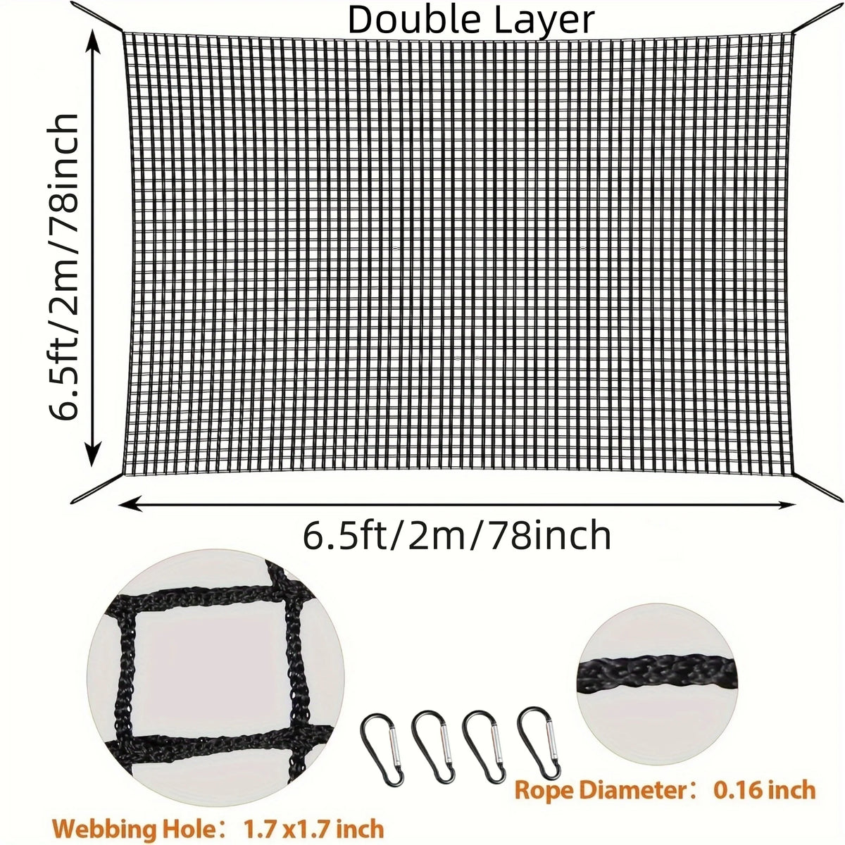 Safety Net, Climbing Cargo Net, Playground Safety Net, Back Yard Net, Treehouse Accessories Outdoor Equipment Set Double Layers