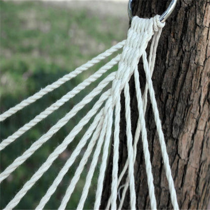 Outdoor Hammock: Wooden Stick Travel Cotton Rope Swing Bed
