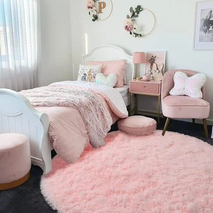 Round Outdoor Rug - Fluffy Shaggy Carpet