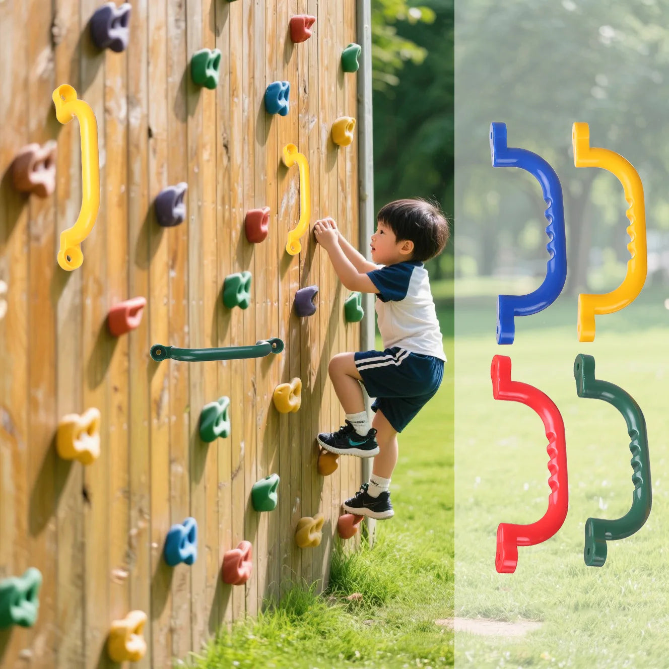 Children’s Plastic Grab Bar Handle-Colorful Playground Equipment Accessory Fits Playhouse Jungle Gym Backyard Playhouse & Treehouse
