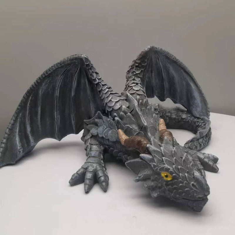 Resin Dragon Sculpture - Gothic Garden Guardian