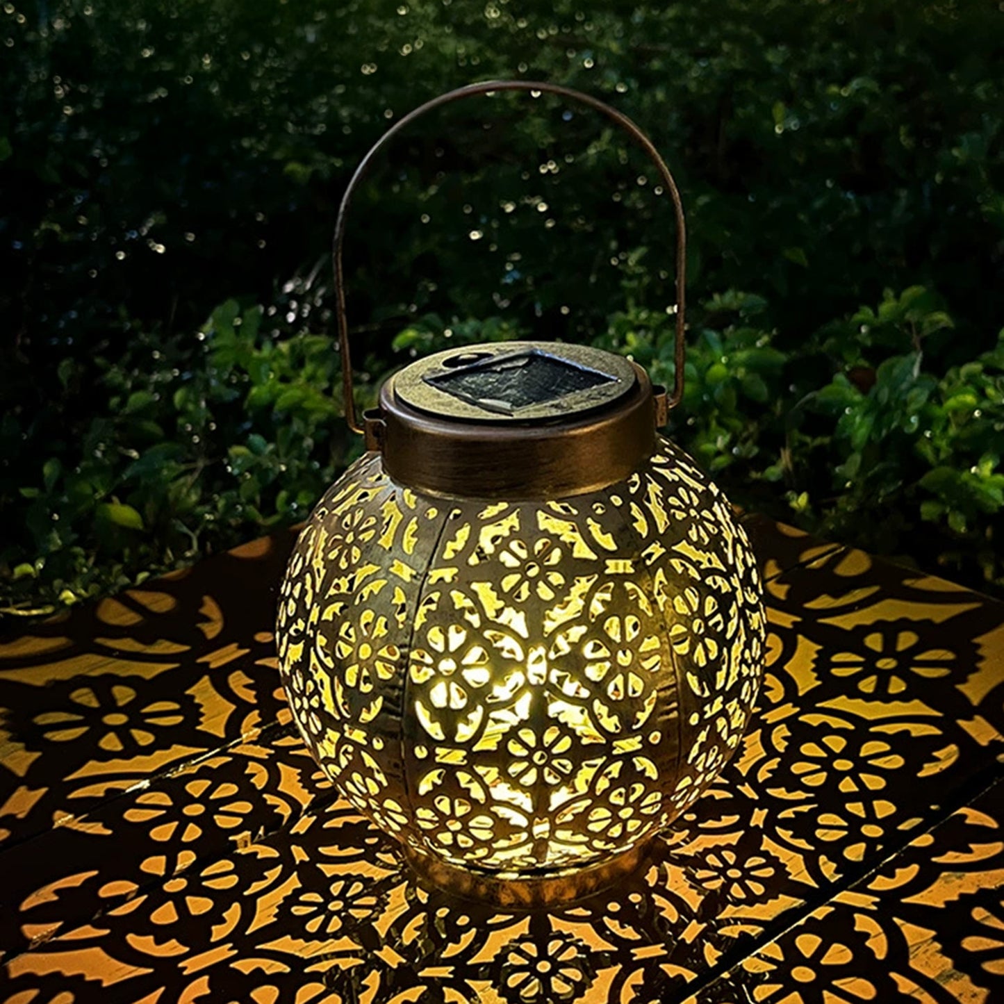 Solar Iron Lantern: Outdoor Garden Hanging Light