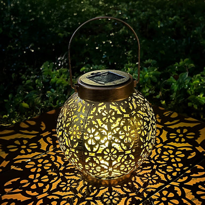 Solar Iron Lantern: Outdoor Garden Hanging Light