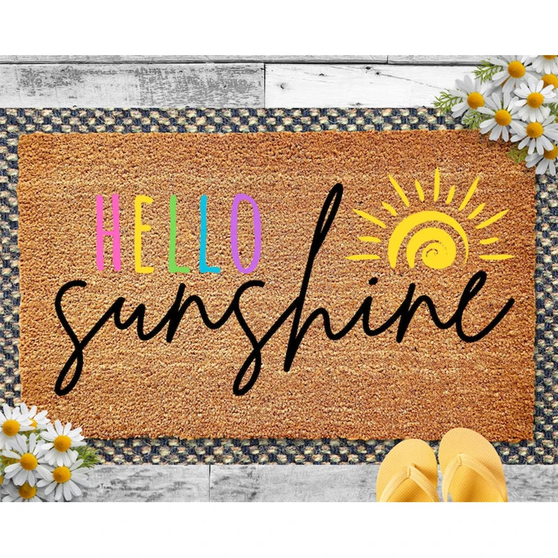 Outdoor Rug: Sunshine Summer Doormat - Non-Slip Sun Pattern Welcome Mat