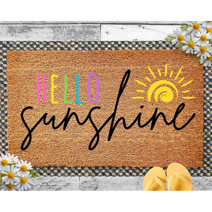 Outdoor Rug: Sunshine Summer Doormat - Non-Slip Sun Pattern Welcome Mat
