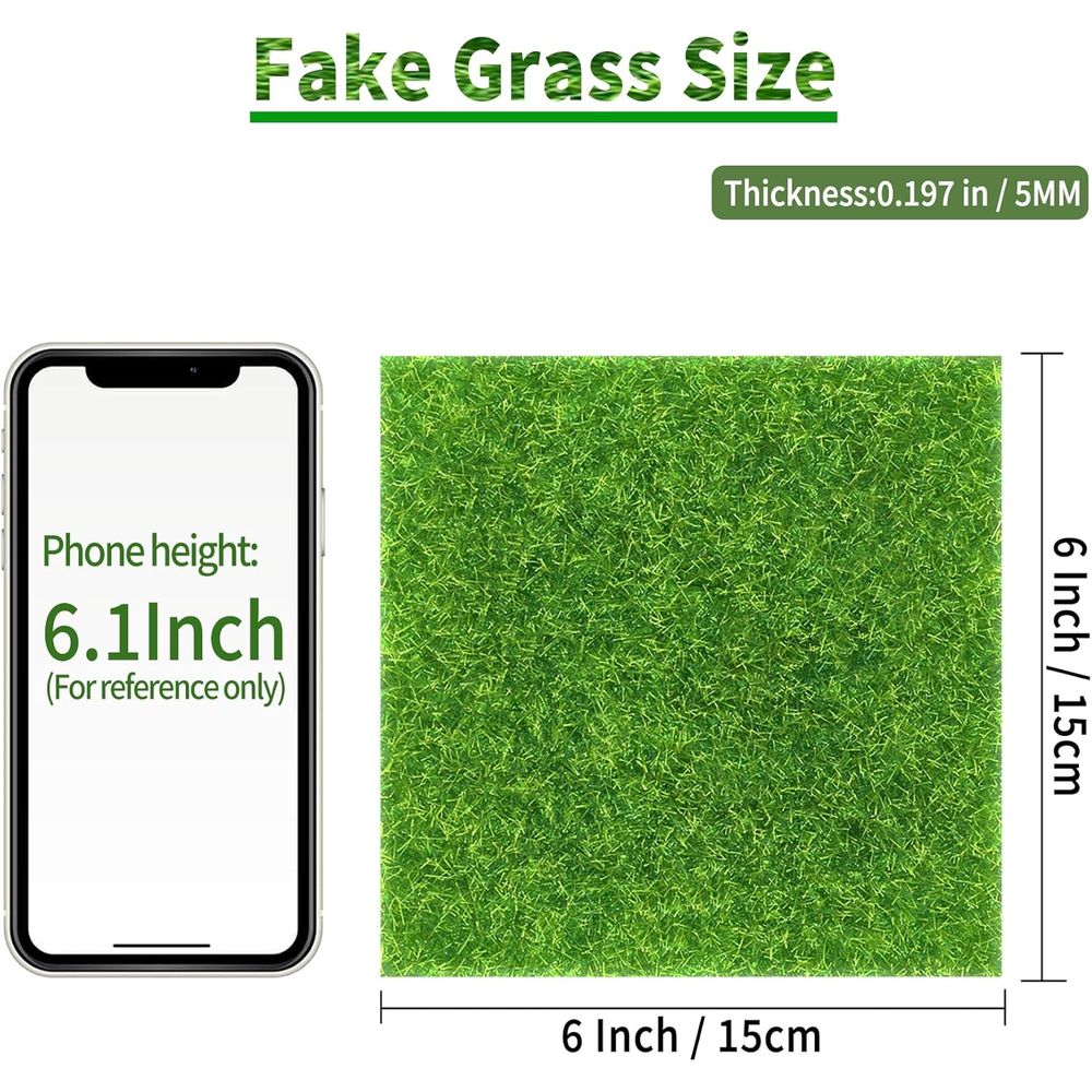 Artificial Grass Squares 6x6" - DIY Mini Garden Decor