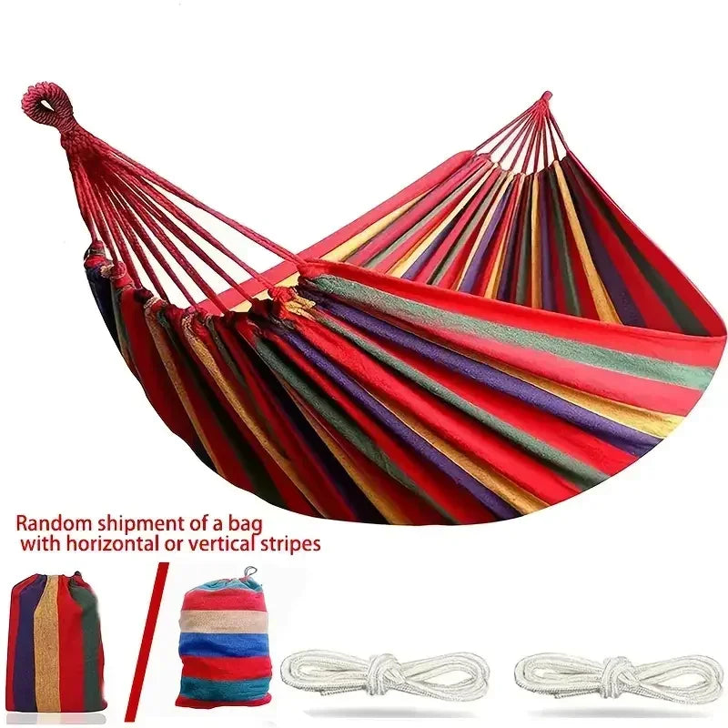 Outdoor Hammock: Thick Canvas Hammock - Durable Portable Camping Swing Bed