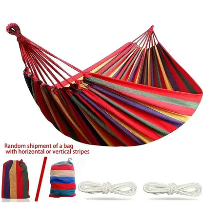 Outdoor Hammock: Thick Canvas Hammock - Durable Portable Camping Swing Bed