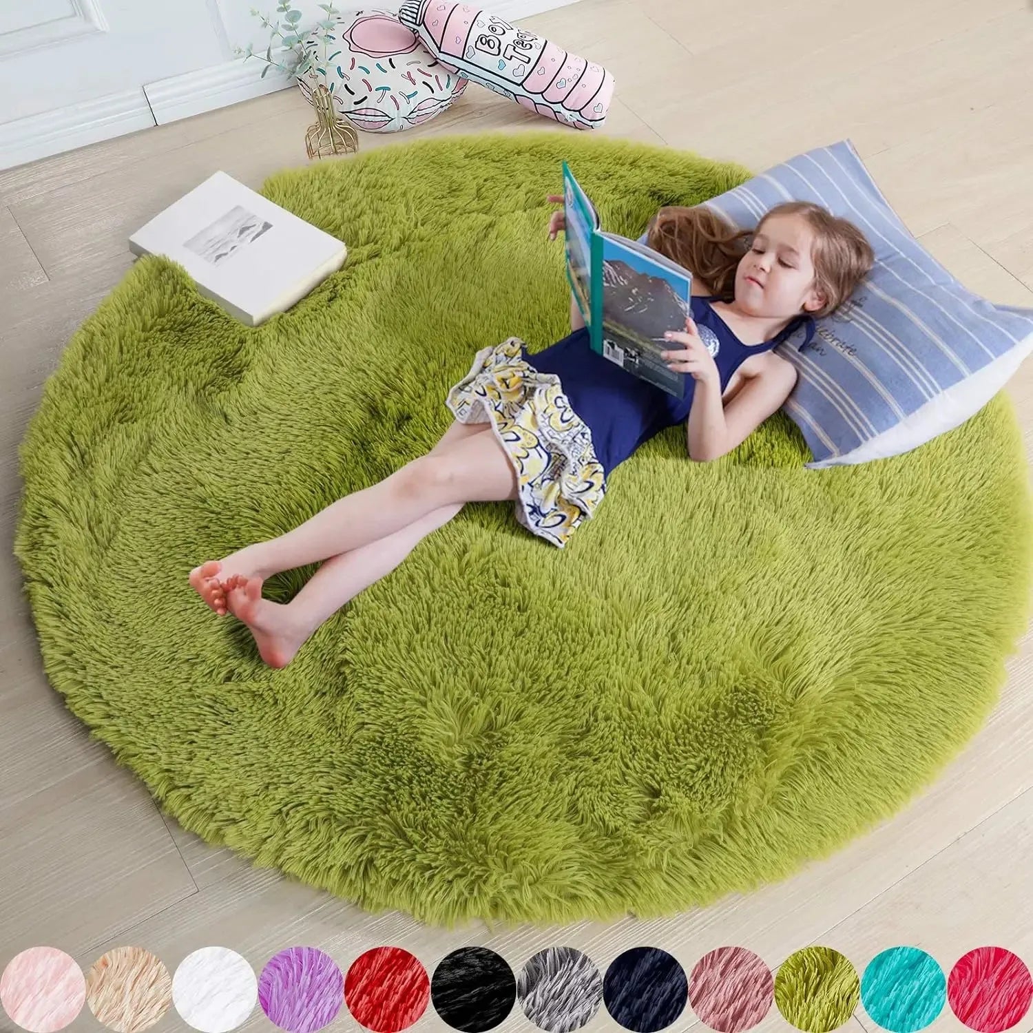 Round Outdoor Rug - Fluffy Shaggy Carpet