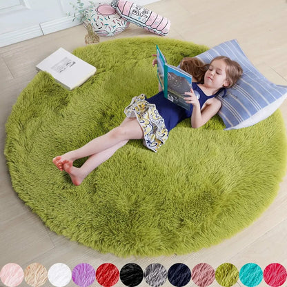 Round Outdoor Rug - Fluffy Shaggy Carpet
