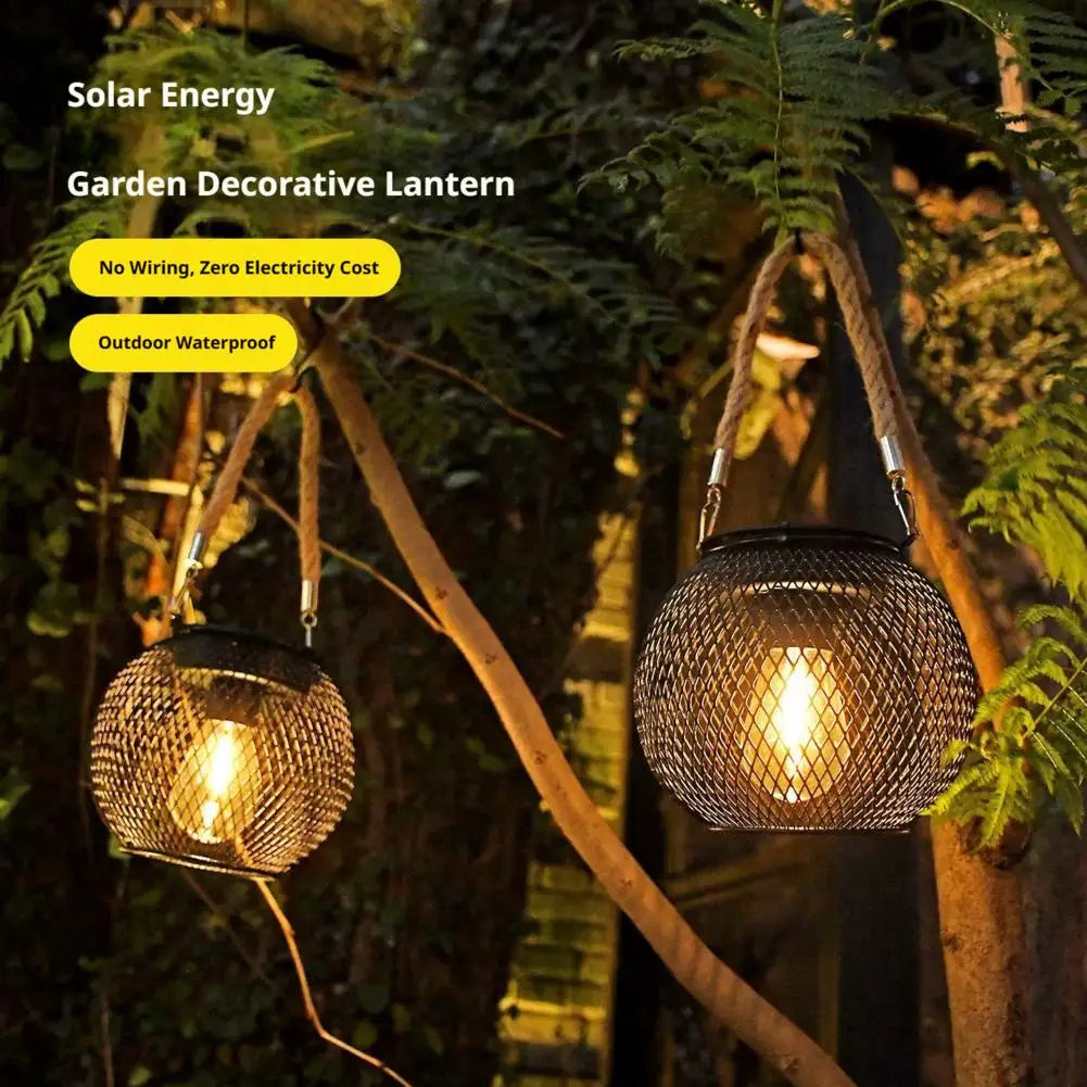 Solar Lantern Led Light Daylight Sensor Garden Lamps Lights Outdoor Waterproof Landscape Iron-art With Durable Chain Decor