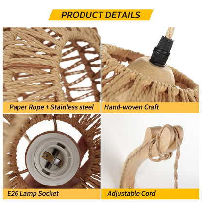 Led Rattan Wall Lamp Woven Light Bedside Lamps E27 Retro Hemp Rope Lights Interior Decoration Fixtures