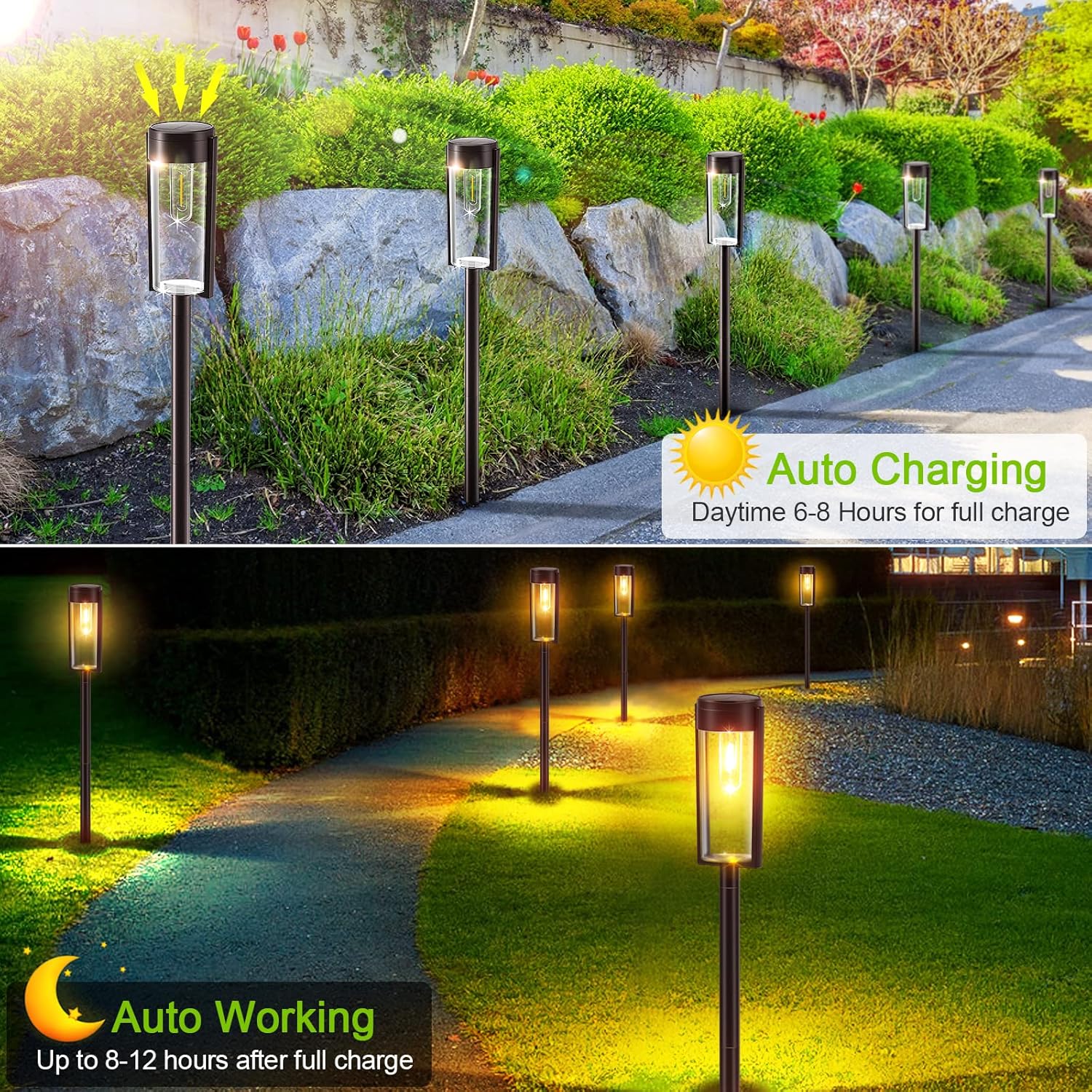 Outdoor Solar Pathway Lights IP65 Waterproof Outdoor 1-2PCS