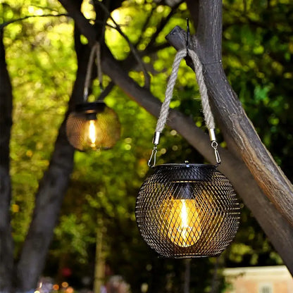 Solar Lantern Led Light Daylight Sensor Garden Lamps Lights Outdoor Waterproof Landscape Iron-art With Durable Chain Decor