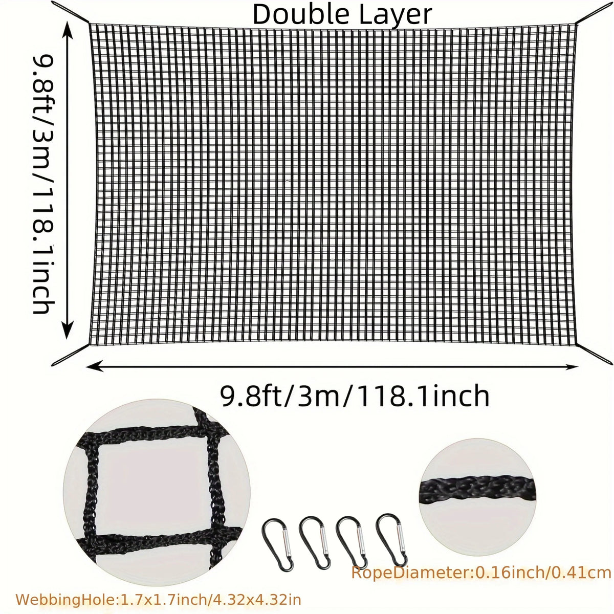 Safety Net, Climbing Cargo Net, Playground Safety Net, Back Yard Net, Treehouse Accessories Outdoor Equipment Set Double Layers