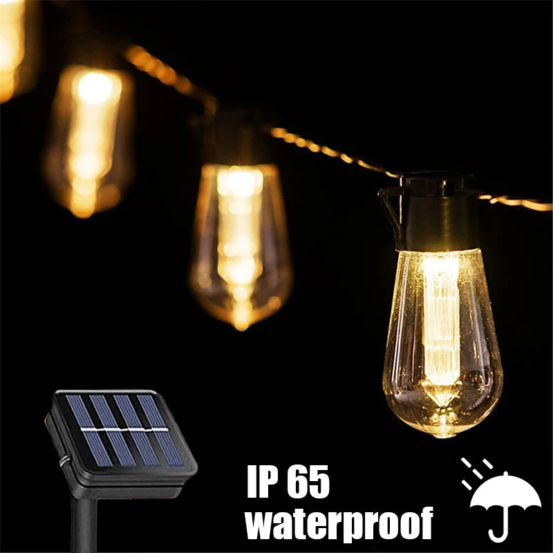 Solar String Lights - LED Waterproof Edison Bulbs