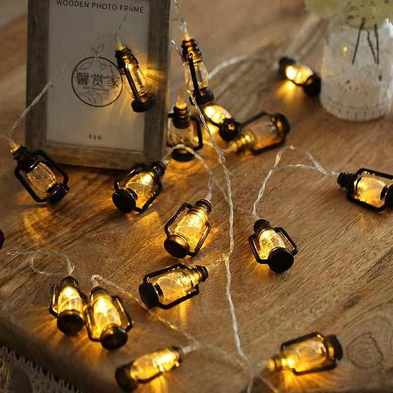 String Lights: LED Lantern String Lights - Mini Kerosene Lamp for Patio