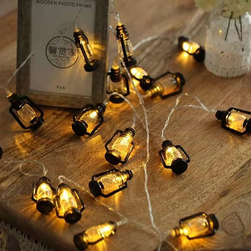 String Lights: LED Lantern String Lights - Mini Kerosene Lamp for Patio