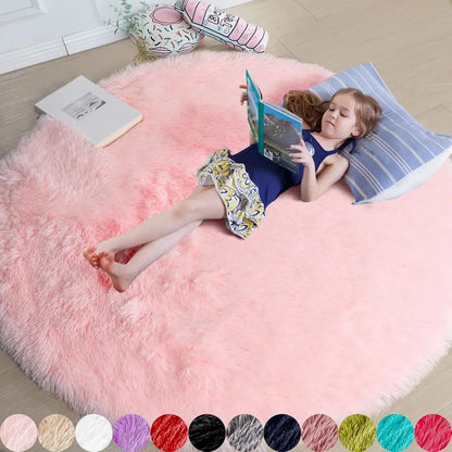 Round Outdoor Rug - Fluffy Shaggy Carpet