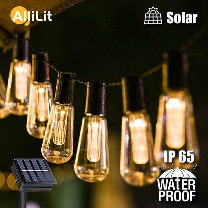 Solar String Lights - LED Waterproof Edison Bulbs