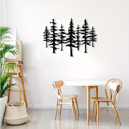 Black Metal Pine Forest Wall Art - Modern Farmhouse Decor