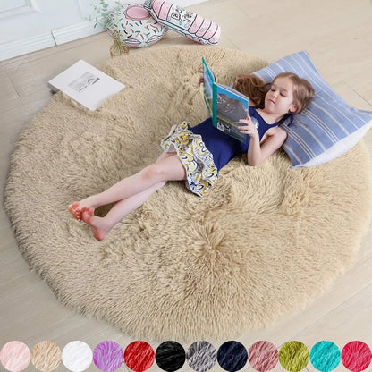 Round Outdoor Rug - Fluffy Shaggy Carpet