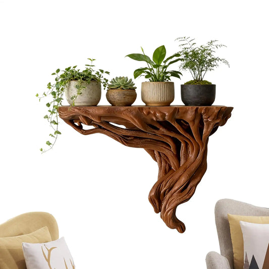 Tree Root Shaped Wall Rack Bohemian Style Wall Decoration Rustic Tree Root Corner Display Storage Shelves for Home Decor