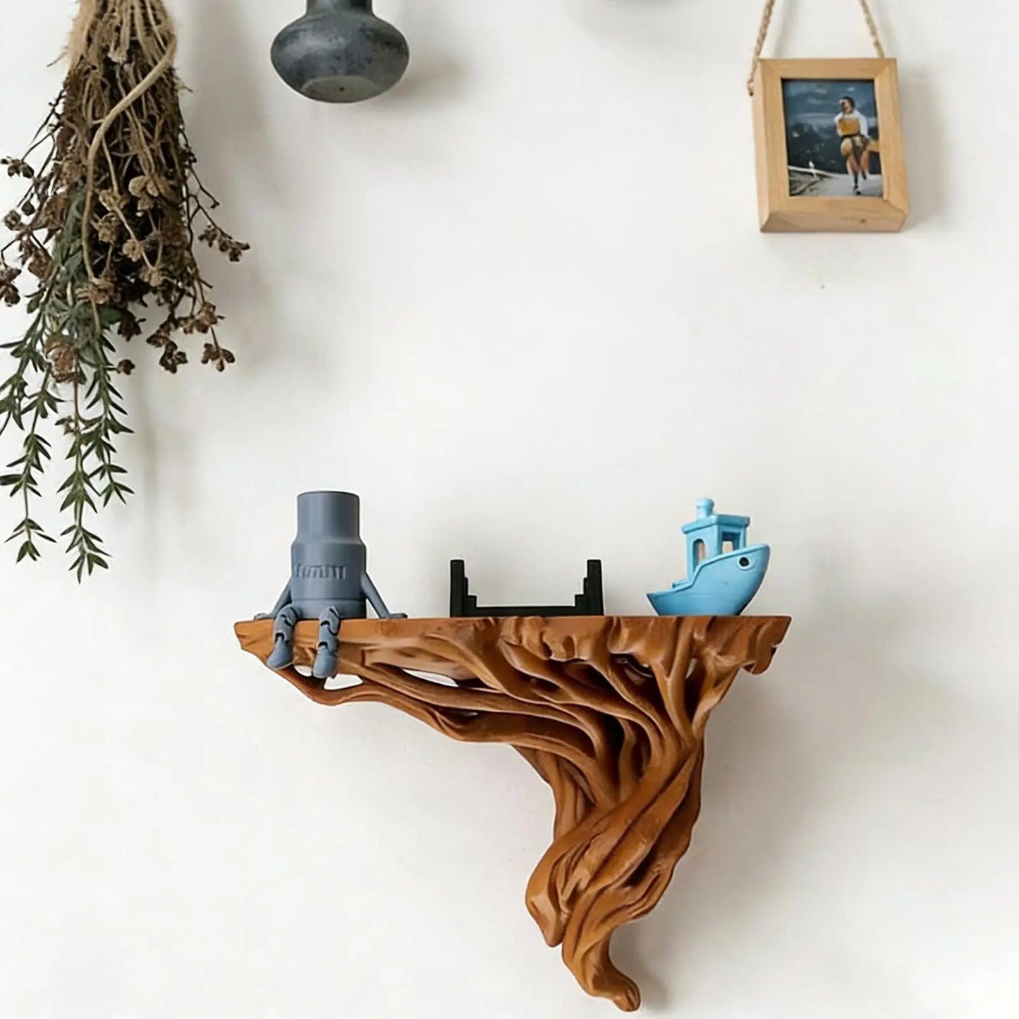 Tree Root Shaped Wall Rack Bohemian Style Wall Decoration Rustic Tree Root Corner Display Storage Shelves for Home Decor