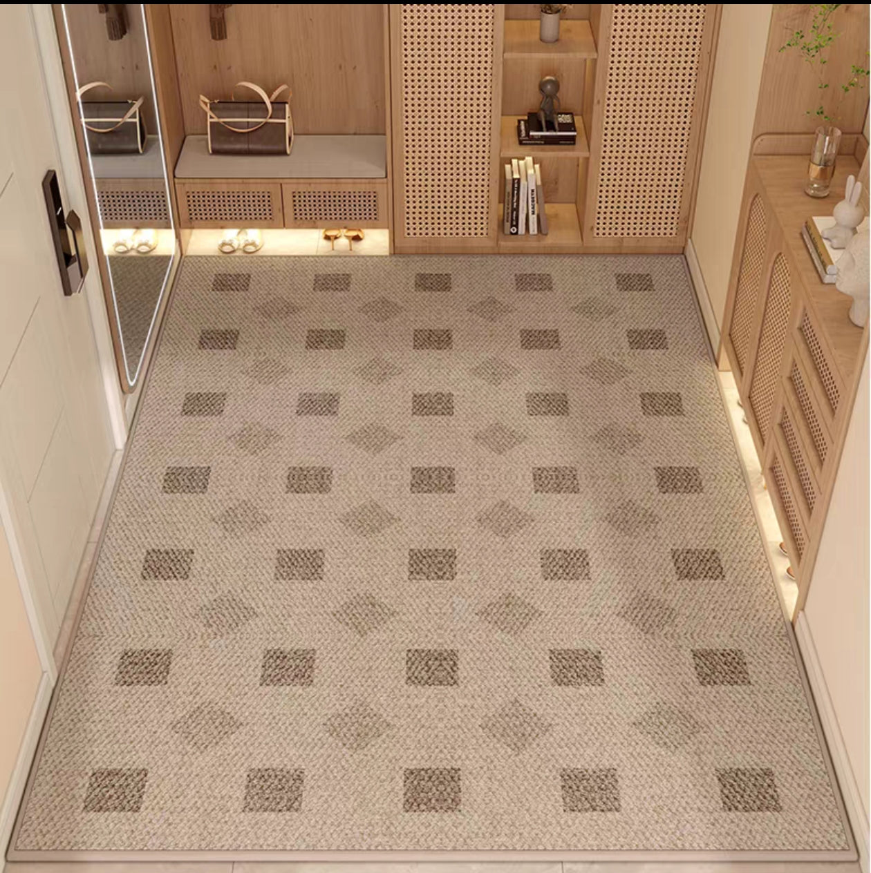 Outdoor Rug: Crystal Velvet Checkered Carpet - Soft, Slip-Resistant Decor