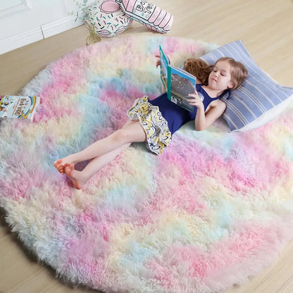 Round Outdoor Rug - Fluffy Shaggy Carpet