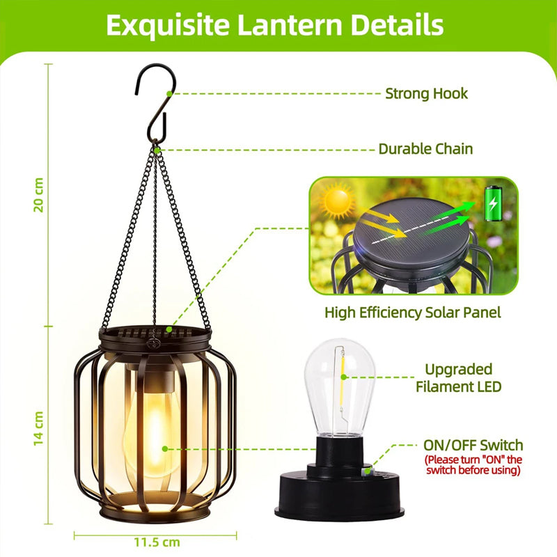 Outdoor Solar Lights Lantern: Decorative Waterproof Hanging