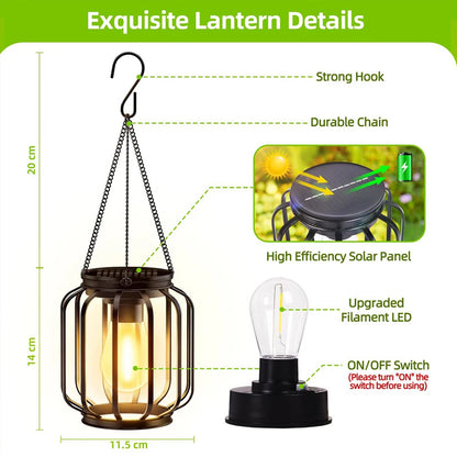 Outdoor Solar Lights Lantern: Decorative Waterproof Hanging