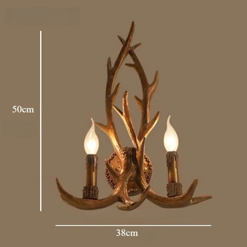 Wooden Feeling Resin Decorative LED Wall Light Lamp Sconce Deer Horn Antler Retro White Deer Wall Lamp Light LED Tree Branch