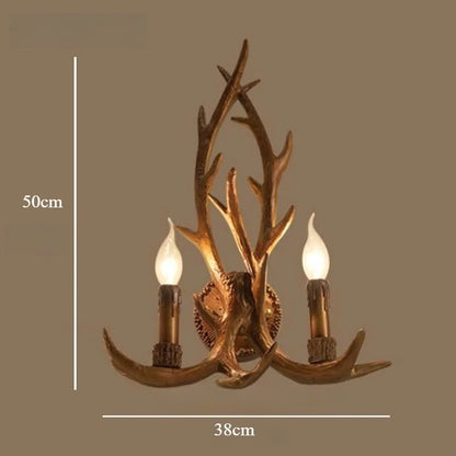 Wooden Feeling Resin Decorative LED Wall Light Lamp Sconce Deer Horn Antler Retro White Deer Wall Lamp Light LED Tree Branch
