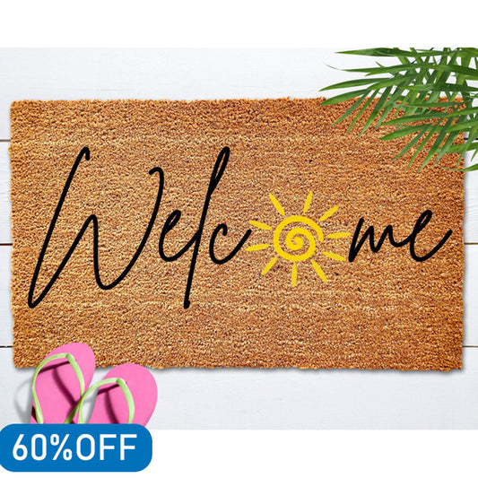 Outdoor Rug: Sunshine Summer Doormat - Non-Slip Sun Pattern Welcome Mat