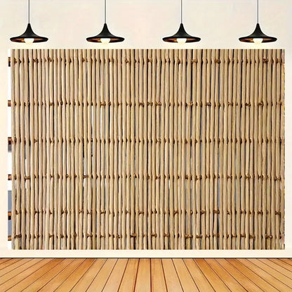 Retro Wooden Rod Fence Tapestry Bamboo Screen Pattern Studio Live Streaming Party Decoration Photography Background Banner