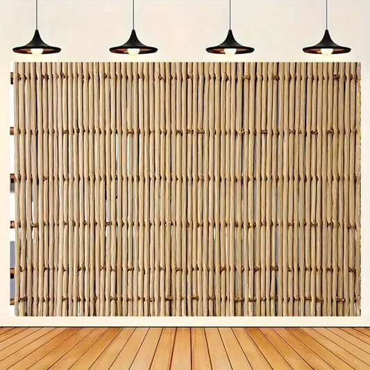 Retro Wooden Rod Fence Tapestry Bamboo Screen Pattern Studio Live Streaming Party Decoration Photography Background Banner